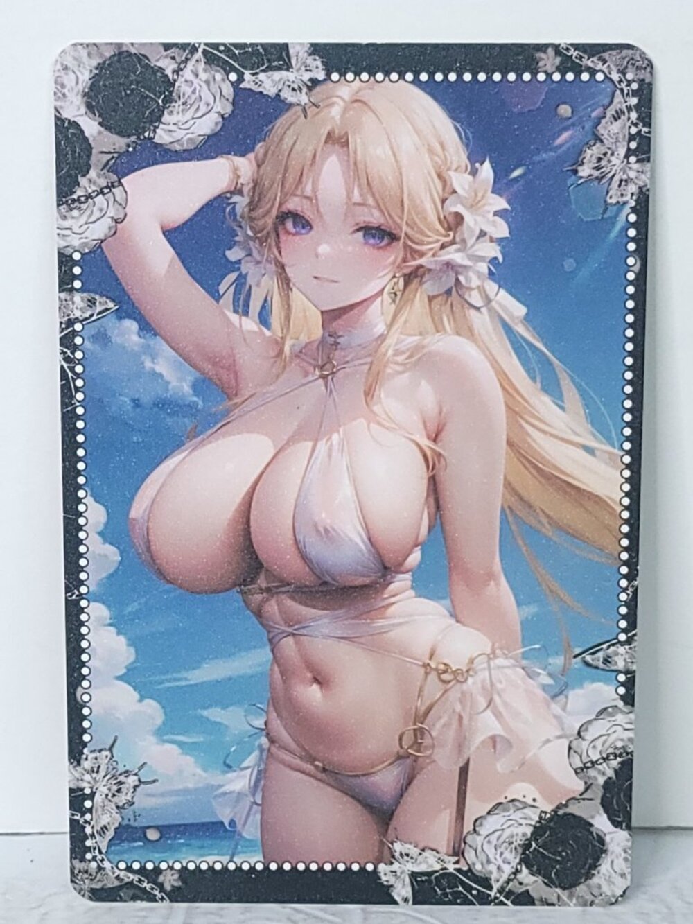 Lumine Beach Black Rose  Waifu Card Anime Girl Wall Art Oversized Board A5